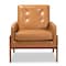 Baxton Studio Perris Mid-Century Modern Tan Faux Leather and Walnut Brown Finished Wood Lounge Chair 175-10869-Zoro - alternate 9